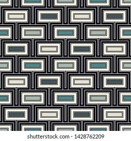 Contemporary geometric  pattern. Repeated polygons, rectangles motif. Ethnic ornament. Modern abstract background. Seamless surface design. Geo wallpaper. Digital paper, textile print. Vector art