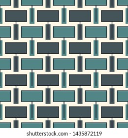 Contemporary geometric pattern. Repeated rectangles motif. Stylized brick wall ornament. Modern abstract background. Seamless surface design. Geo wallpaper. Digital paper, textile print. Vector art