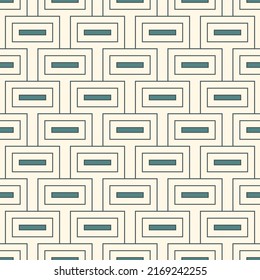 Contemporary geometric pattern. Repeated rectangles motif. Linear ornament. Modern abstract background. Seamless surface design. Geo minimalist wallpaper. Grid digital paper, textile print. Vector art