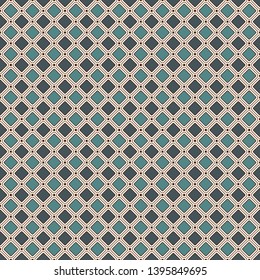 Contemporary geometric pattern. Repeated squares, diamonds motif. Simple ornament. Modern abstract background. Seamless surface design. Geo wallpaper. Digital paper, textile print. Vector art