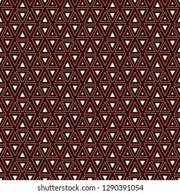 Contemporary geometric pattern. Repeated triangles, lines ornament. Modern geo abstract background. Seamless surface design. Grid wallpaper. Digital paper, textile print. Vector illustration