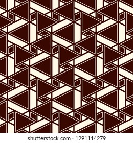 Contemporary geometric pattern. Repeated triangles motif. Modern geo abstract background. Seamless surface design. Ornamental mosaic wallpaper. Digital paper, textile print. Vector illustration