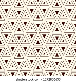 Contemporary geometric pattern. Repeated triangles, lines ornament. Modern geo abstract background. Seamless surface design. Grid wallpaper. Digital paper, textile print. Vector illustration