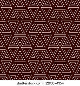 Contemporary geometric pattern. Repeated triangles, lines ornament. Modern geo abstract background. Seamless surface design. Grid wallpaper. Digital paper, textile print. Vector illustration