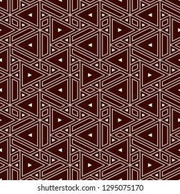 Contemporary geometric pattern. Repeated triangles motif. Modern geo abstract background. Seamless surface design. Ornamental mosaic wallpaper. Digital paper, textile print. Vector illustration