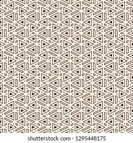 Contemporary geometric pattern. Repeated triangles motif. Modern geo abstract background. Seamless surface design. Ornamental wallpaper. Digital paper, textile print. Vector illustration