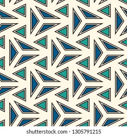 Contemporary geometric pattern. Repeated triangles, lines. Minimalist ornament. Modern geo abstract background. Seamless surface design. Digital paper, textile print. Vector wallpaper
