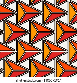 Contemporary geometric pattern. Repeated triangles ornament. Modern abstract background. Seamless surface design. Geo wallpaper. Digital paper, textile print. Vector illustration