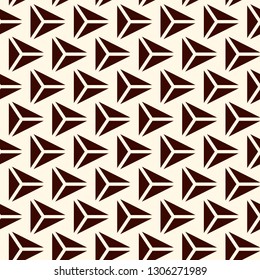 Contemporary geometric pattern. Repeated triangles motif. Seamless surface design. Modern geo abstract background. Minimalist wallpaper. Simple ornamental digital paper, textile print. Vector art