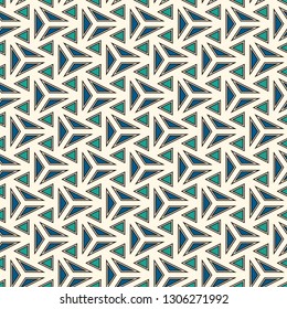 Contemporary geometric pattern. Repeated triangles, lines. Minimalist ornament. Modern geo abstract background. Seamless surface design. Digital paper, textile print. Vector wallpaper