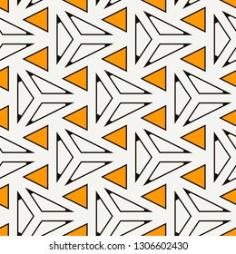 Contemporary geometric pattern. Repeated triangles motif. Seamless surface design. Modern geo abstract background. Minimalist wallpaper. Simple ornamental digital paper, textile print. Vector art