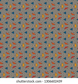 Contemporary geometric pattern. Repeated triangles, lines. Art deco style ornament. Modern geo abstract background. Linear seamless surface design. Grid digital paper, textile print. Vector wallpaper