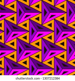 Contemporary geometric pattern. Repeated triangles ornament. Modern abstract background. Seamless surface design. Geo wallpaper. Digital paper, textile print. Vector illustration