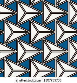 Contemporary geometric pattern. Repeated triangles motif. Seamless surface design. Modern geo abstract background. Minimalist wallpaper. Simple ornamental digital paper, textile print. Vector art