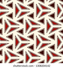 Contemporary geometric pattern. Repeated triangles, lines. Minimalist ornament. Modern geo abstract background. Seamless surface design. Digital paper, textile print. Vector wallpaper