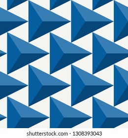 Contemporary geometric pattern. Repeated triangles ornament. Modern abstract background. Seamless surface design. Geo wallpaper. Digital paper, textile print. Vector illustration