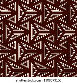 Contemporary geometric pattern. Repeated triangles, lines. Minimalist ornament. Modern geo abstract background. Seamless surface design. Digital paper, textile print. Vector wallpaper