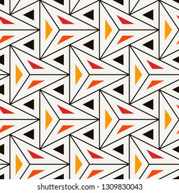 Contemporary geometric pattern. Repeated triangles motif. Seamless surface design. Modern geo abstract background. Minimalist wallpaper. Simple ornamental digital paper, textile print. Vector art