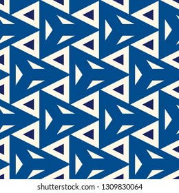 Contemporary geometric pattern. Repeated triangles motif. Seamless surface design. Modern geo abstract background. Minimalist wallpaper. Simple ornamental digital paper, textile print. Vector art