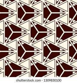 Contemporary geometric pattern. Repeated triangles motif. Seamless surface design. Modern abstract background. Geo ornament wallpaper. Ornamental digital paper, textile print. Vector illustration