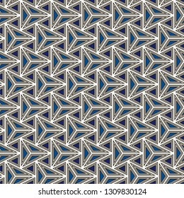 Contemporary geometric pattern. Repeated triangles, lines. Art deco style ornament. Modern geo abstract background. Linear seamless surface design. Grid digital paper, textile print. Vector wallpaper