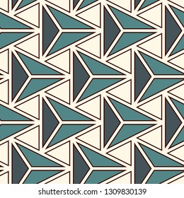 Contemporary geometric pattern. Repeated triangles ornament. Modern abstract background. Seamless surface design. Geo wallpaper. Digital paper, textile print. Vector illustration