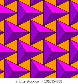 Contemporary geometric pattern. Repeated triangles ornament. Modern abstract background. Seamless surface design. Geo wallpaper. Digital paper, textile print. Vector illustration