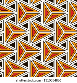 Contemporary geometric pattern. Repeated triangles, lines. Art deco style ornament. Modern geo abstract background. Linear seamless surface design. Grid digital paper, textile print. Vector wallpaper