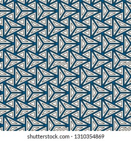 Contemporary geometric pattern. Repeated triangles, lines. Art deco style ornament. Modern geo abstract background. Linear seamless surface design. Grid digital paper, textile print. Vector wallpaper