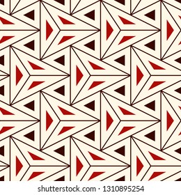 Contemporary geometric pattern. Repeated triangles motif. Seamless surface design. Modern geo abstract background. Minimalist wallpaper. Simple ornamental digital paper, textile print. Vector art