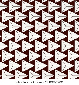 Contemporary geometric pattern. Repeated triangles motif. Seamless surface design. Modern geo abstract background. Minimalist wallpaper. Simple ornamental digital paper, textile print. Vector art