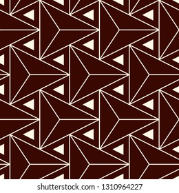 Contemporary geometric pattern. Repeated triangles motif. Seamless surface design. Modern geo abstract background. Minimalist wallpaper. Simple ornamental digital paper, textile print. Vector art