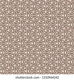 Contemporary geometric pattern. Repeated triangles, lines. Art deco style ornament. Modern geo abstract background. Linear seamless surface design. Grid digital paper, textile print. Vector wallpaper