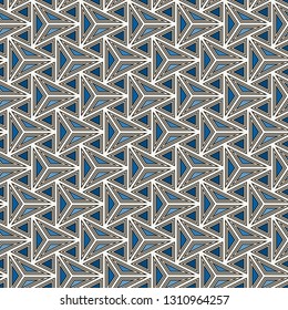 Contemporary geometric pattern. Repeated triangles, lines. Art deco style ornament. Modern geo abstract background. Linear seamless surface design. Grid digital paper, textile print. Vector wallpaper