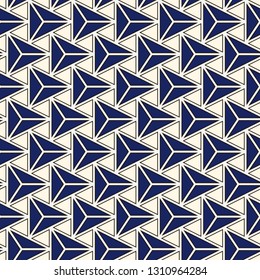 Contemporary geometric pattern. Repeated triangles motif. Seamless surface design. Modern geo abstract background. Minimalist wallpaper. Simple ornamental digital paper, textile print. Vector art