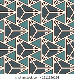 Contemporary geometric pattern. Repeated triangles motif. Seamless surface design. Modern abstract background. Geo ornament wallpaper. Ornamental digital paper, textile print. Vector illustration
