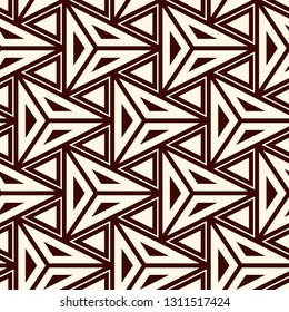 Contemporary geometric pattern. Repeated triangles, lines. Art deco style ornament. Modern geo abstract background. Linear seamless surface design. Grid digital paper, textile print. Vector wallpaper