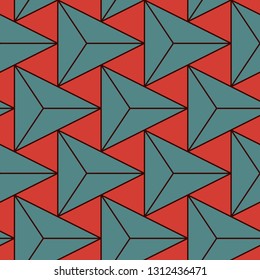 Contemporary geometric pattern. Repeated triangles ornament. Modern abstract background. Seamless surface design. Geo wallpaper. Digital paper, textile print. Vector illustration