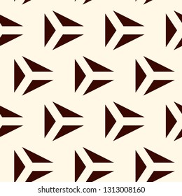 Contemporary geometric pattern. Repeated triangles motif. Seamless surface design. Modern geo abstract background. Minimalist wallpaper. Simple ornamental digital paper, textile print. Vector art