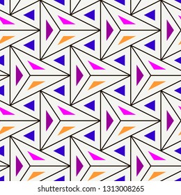 Contemporary geometric pattern. Repeated triangles motif. Seamless surface design. Modern geo abstract background. Minimalist wallpaper. Simple ornamental digital paper, textile print. Vector art