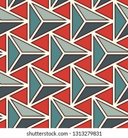 Contemporary geometric pattern. Repeated triangles ornament. Modern abstract background. Seamless surface design. Geo wallpaper. Digital paper, textile print. Vector illustration