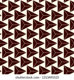 Contemporary geometric pattern. Repeated triangles motif. Seamless surface design. Modern geo abstract background. Minimalist wallpaper. Simple ornamental digital paper, textile print. Vector art