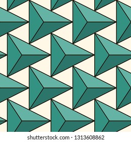 Contemporary geometric pattern. Repeated triangles ornament. Modern abstract background. Seamless surface design. Geo wallpaper. Digital paper, textile print. Vector illustration