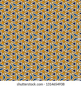 Contemporary geometric pattern. Repeated triangles, lines. Art deco style ornament. Modern geo abstract background. Linear seamless surface design. Grid digital paper, textile print. Vector wallpaper
