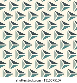 Contemporary geometric pattern. Repeated triangles motif. Seamless surface design. Modern geo abstract background. Minimalist wallpaper. Simple ornamental digital paper, textile print. Vector art