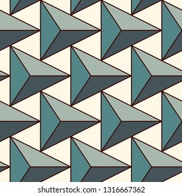 Contemporary geometric pattern. Repeated triangles ornament. Modern abstract background. Seamless surface design. Geo wallpaper. Digital paper, textile print. Vector illustration