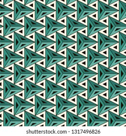Contemporary geometric pattern. Repeated triangles ornament. Modern abstract background. Seamless surface design. Geo wallpaper. Digital paper, textile print. Vector illustration