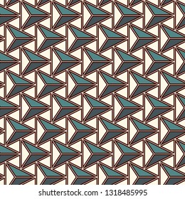 Contemporary geometric pattern. Repeated triangles motif. Seamless surface design. Modern geo abstract background. Minimalist wallpaper. Simple ornamental digital paper, textile print. Vector art