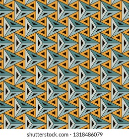 Contemporary geometric pattern. Repeated triangles ornament. Modern abstract background. Seamless surface design. Geo wallpaper. Digital paper, textile print. Vector illustration