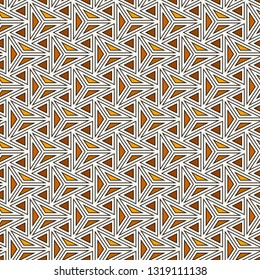 Contemporary geometric pattern. Repeated triangles, lines. Art deco style ornament. Modern geo abstract background. Linear seamless surface design. Grid digital paper, textile print. Vector wallpaper